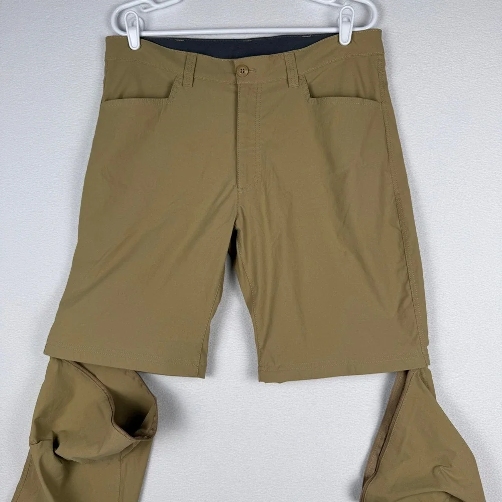 Eddie Bauer Convertible Tech Pant Mens 36x30 Tan Hiking Cargo Pocket Utility